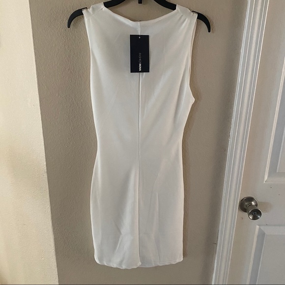 New FN White Cowl Drape Bodycon Mini Dress XS - Picture 3 of 4